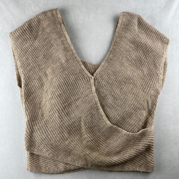 By Anthropologie Sweater Vest Women Small Beige Wrap Knit 2-Piece Boho OB1429125 - Picture 1 of 10